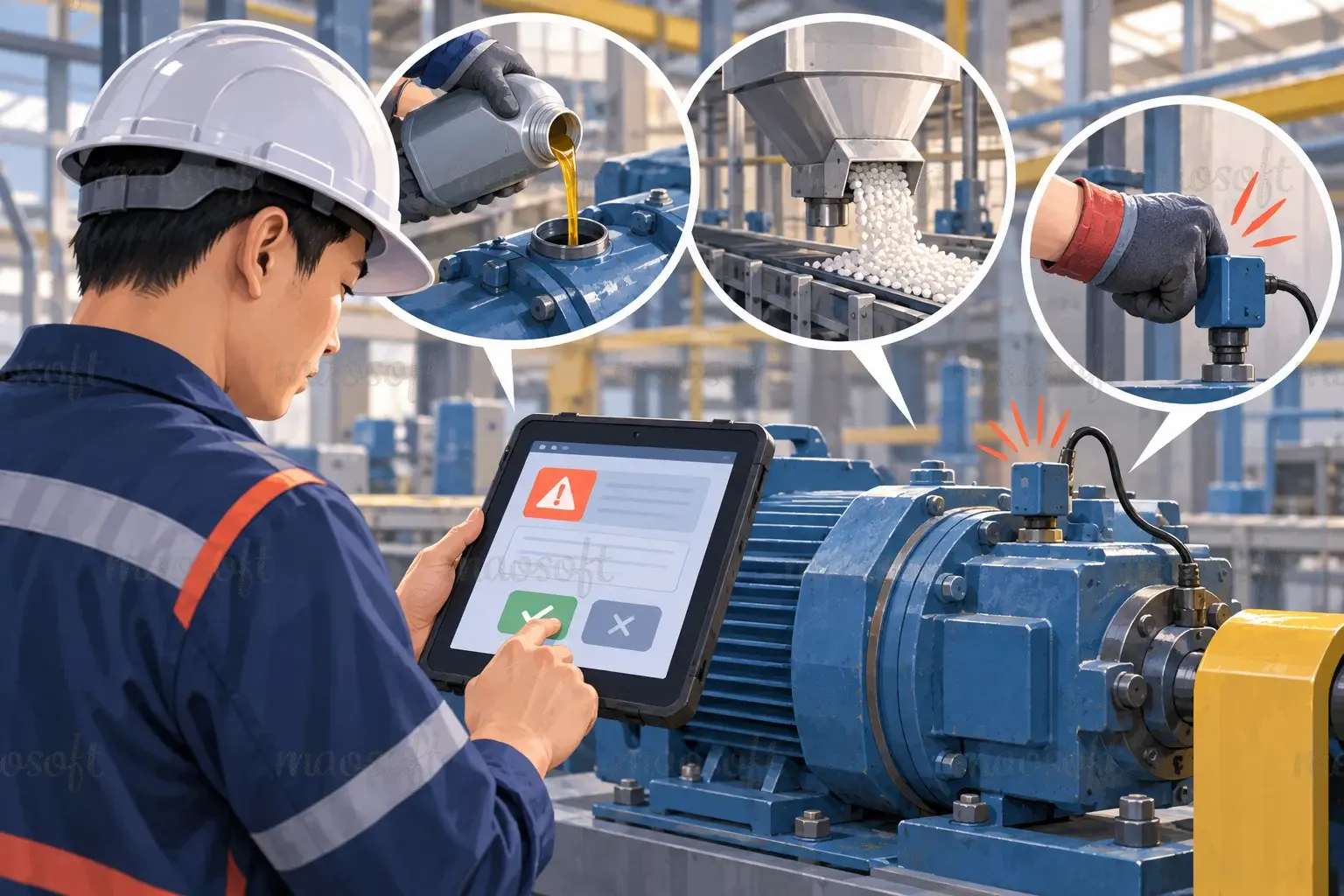 Minh họa: kỹ thuật viên cần phản hồi sau mỗi lần kiểm tra