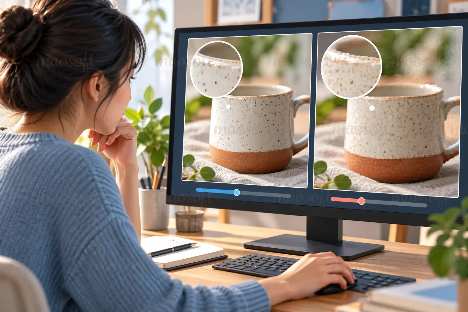 Minh họa: So chất lượng ở kích thước thực tế