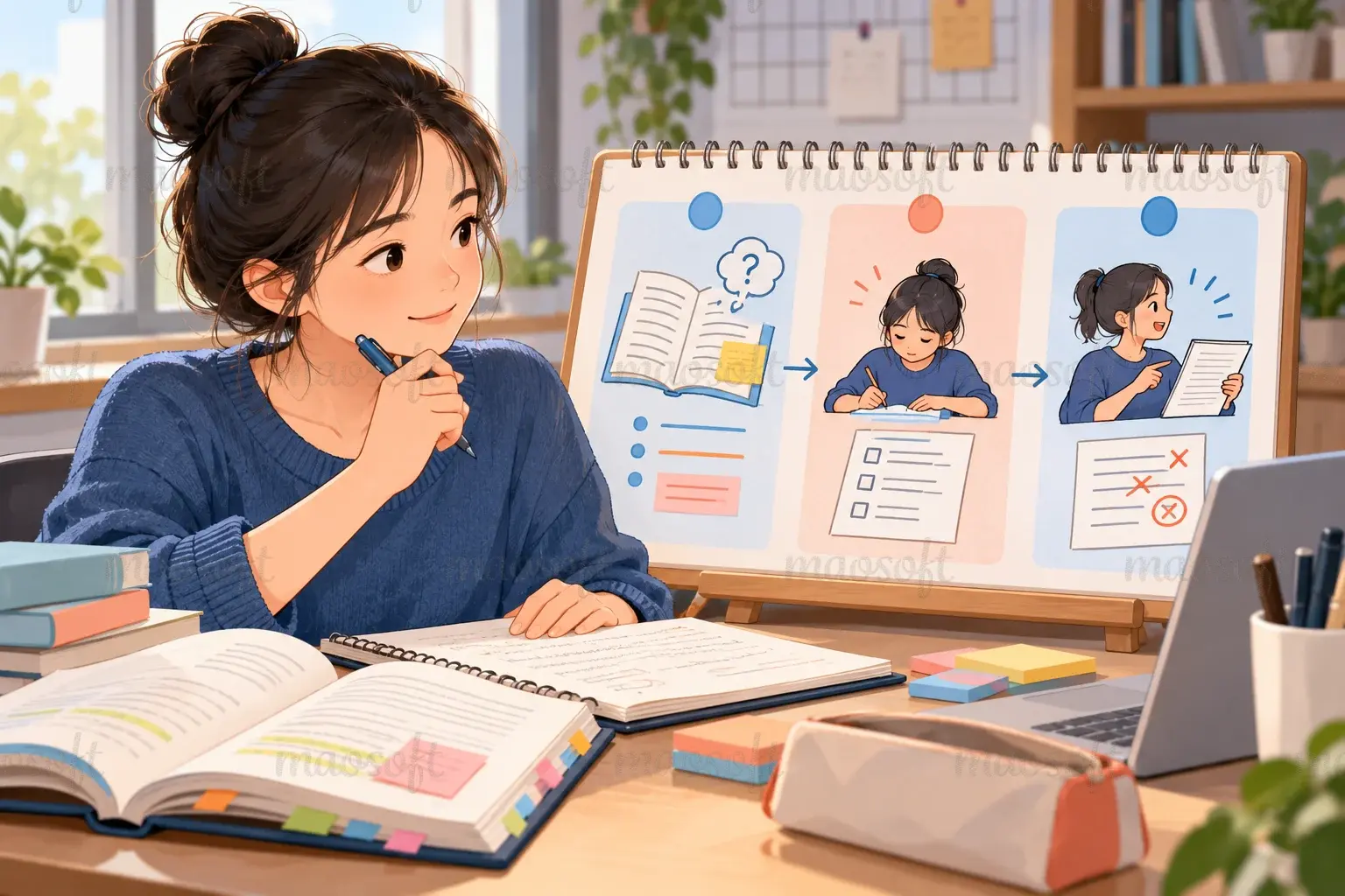 Minh họa: Mỗi lượt ôn nên có việc khác nhau