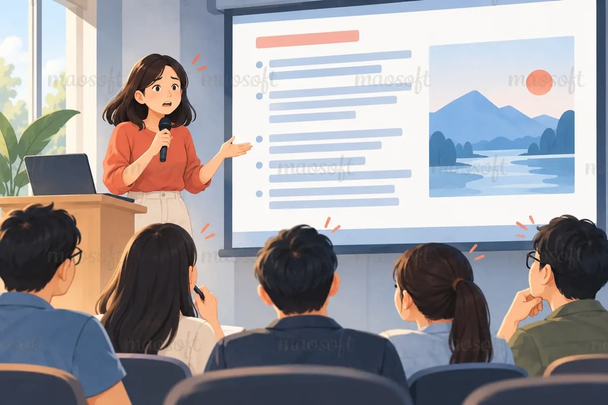 Làm slide: mỗi trang nên giúp người nghe hiểu một ý chính
